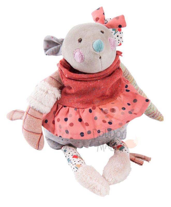  les jolis trop beaux soft toy mouse red grey 30 cm 